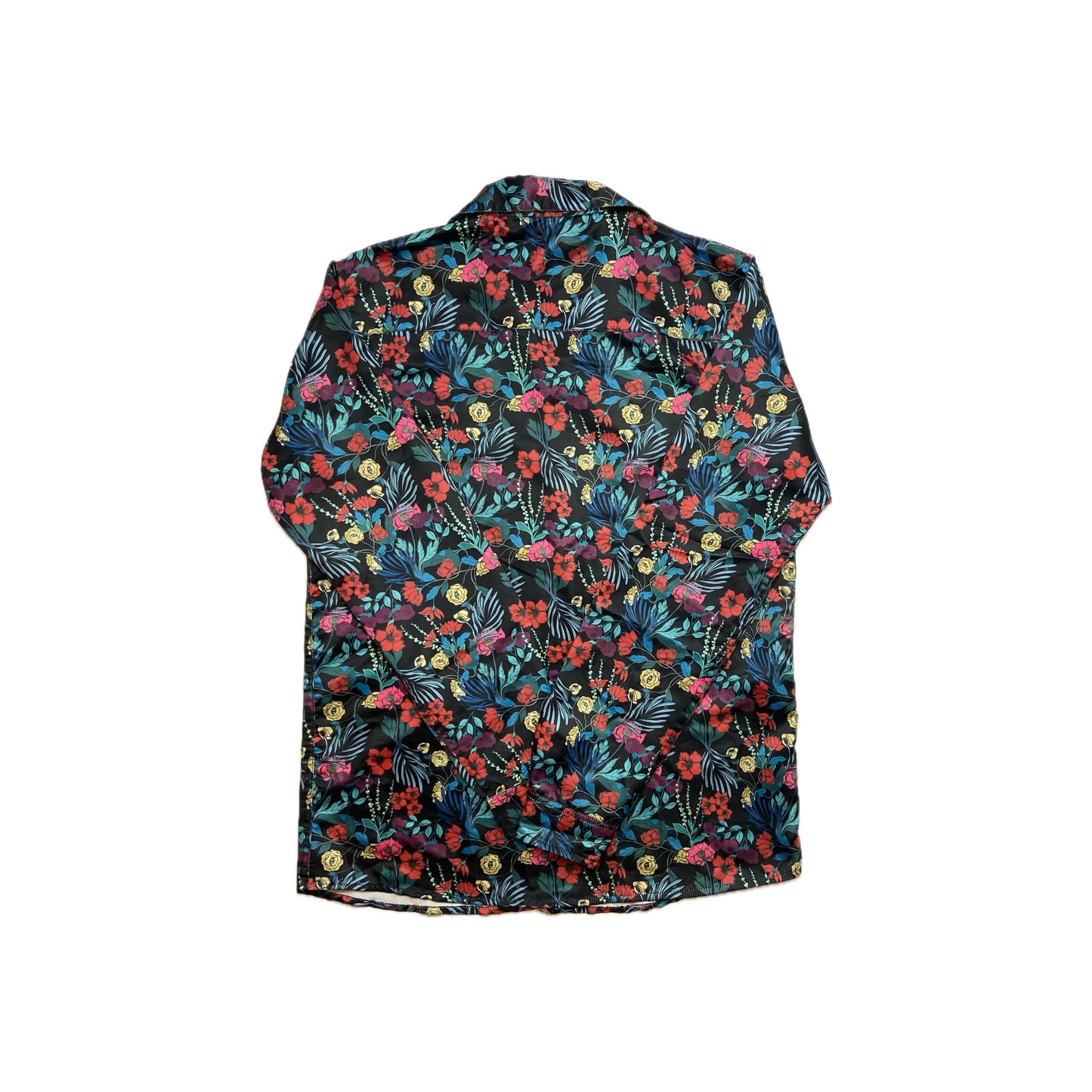 Vibrant Floral Satin Button-Up Shirt