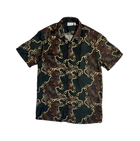 Bold Black and Brown Print Short Sleeve Shirt