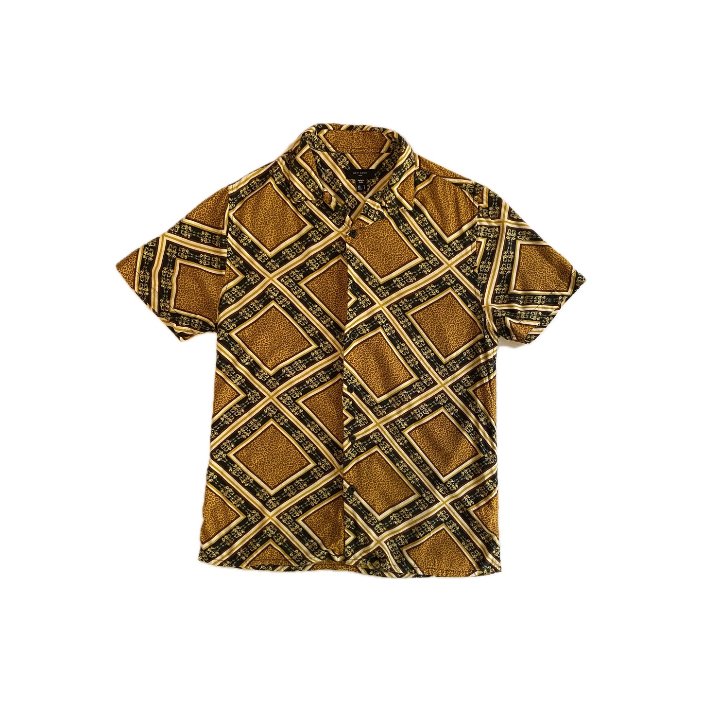 Vintage Geometric Print Short-Sleeve Shirt