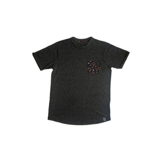 Charcoal tshirt with paisley pocket