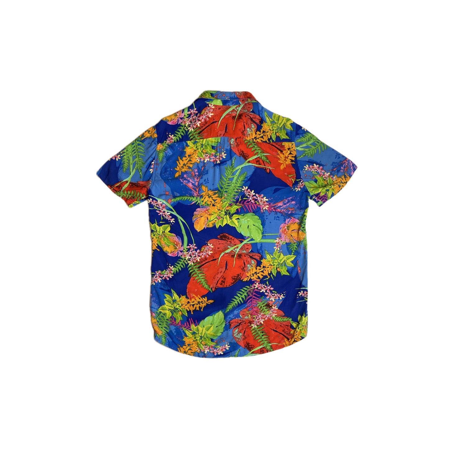 Vibrant Hawaiian Tropical Print Short-Sleeve Shirt