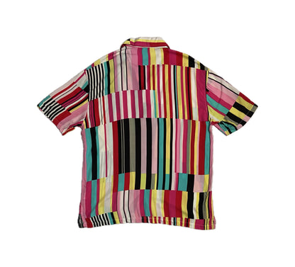 Colorful Striped Short-Sleeve Button-Up Shirt