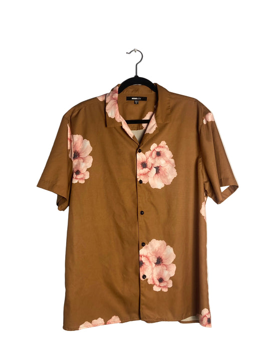 Brown floral print shirt