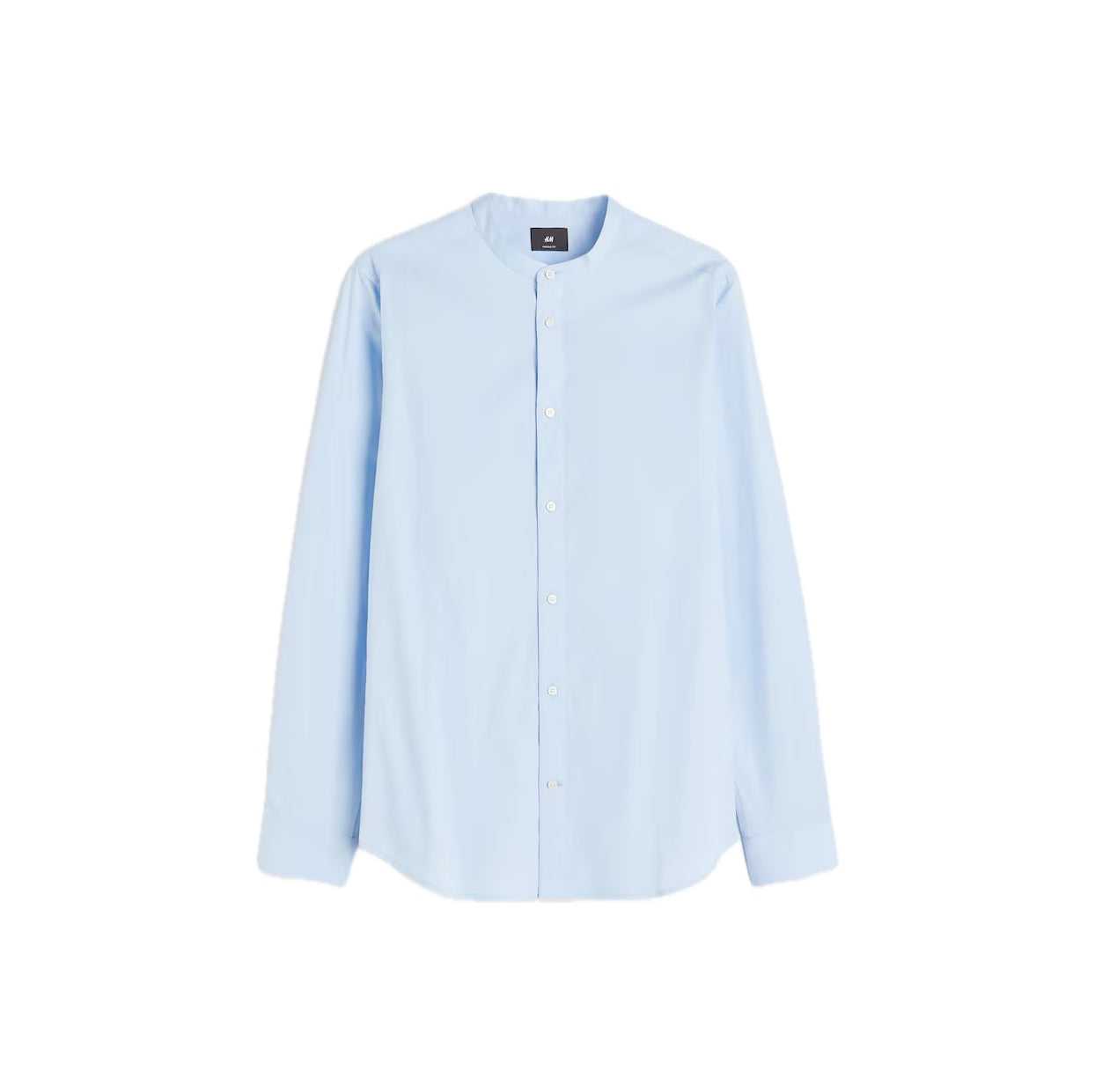 Slim fit Band collar shirt in light blue