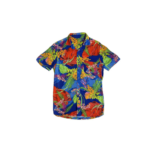 Vibrant Hawaiian Tropical Print Short-Sleeve Shirt