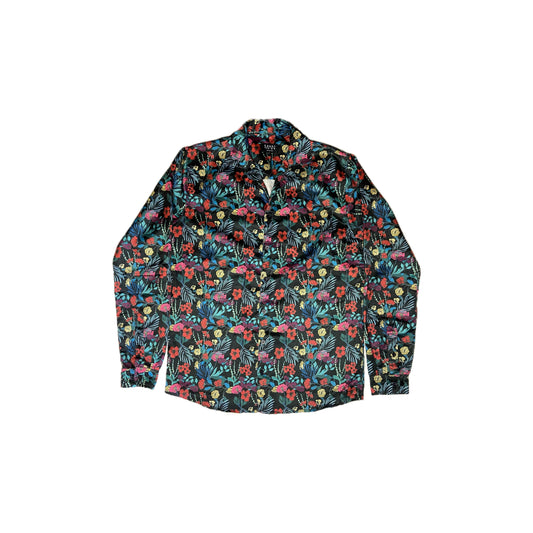 Vibrant Floral Satin Button-Up Shirt