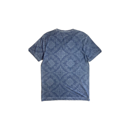 Blue Geometric Pattern V-Neck T-Shirt