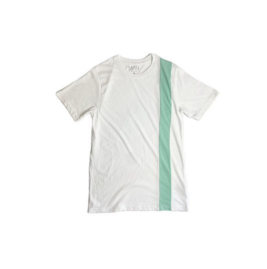 White Tshirt with green stripe